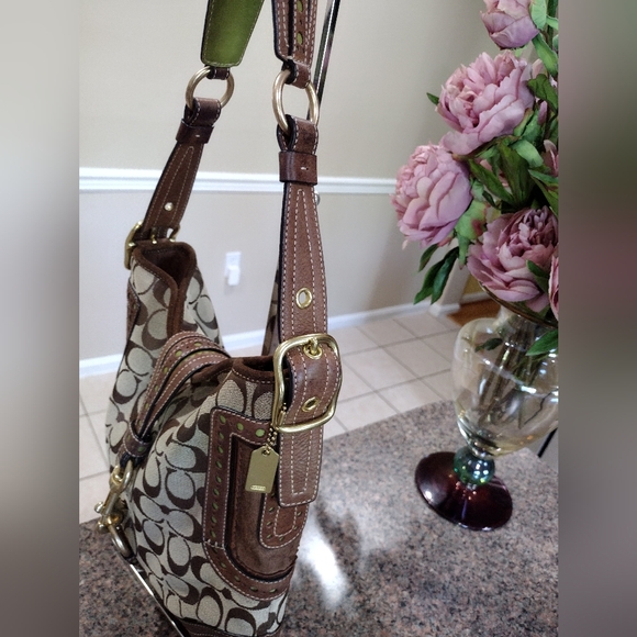 Rare Coach Vintage Perforated Duffle Signature Leather hampton Hobo bag - Picture 6 of 16